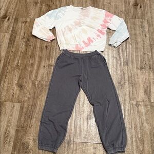 GAP TEEN Tyedye Sweatshirt Sz 18-20 Grey Pants 14-16